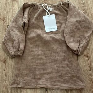 NWT Toddler Girls 100% Cotton dress size 12-18 months Flax color